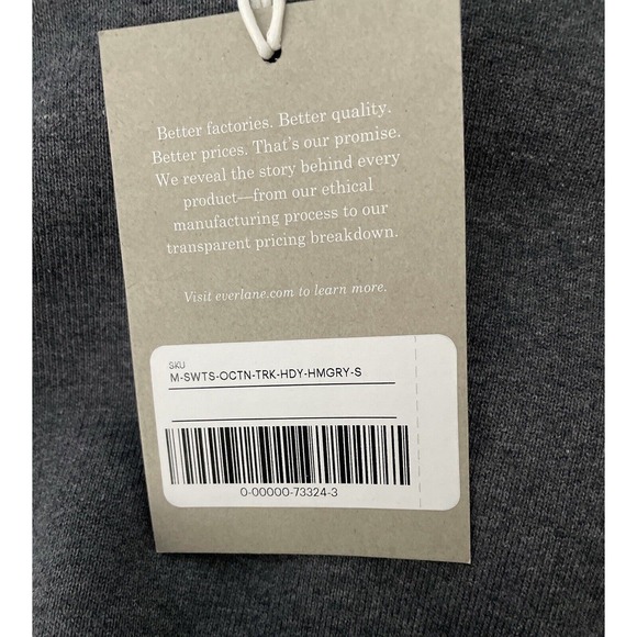 Everlane Track Hoodie Dark Gray Grey 100% Organic Cotton NWT Pocket Sweatshirt S - Picture 5 of 7